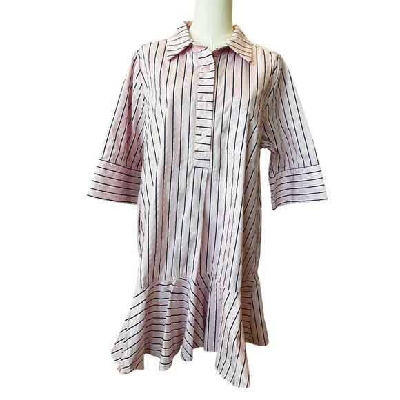 entro Dresses & Skirts - New ENTRO Women's Pink/Blue Parker Striped Tiered Hem Mini Dress Size L Babydill